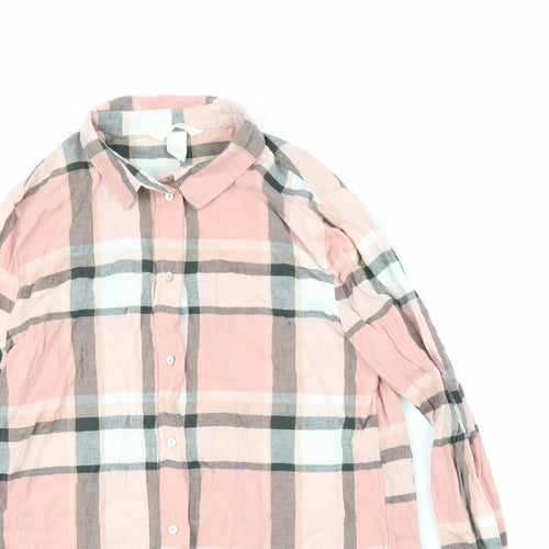 H&M Womens Pink Plaid  Basic Button-Up Size 4