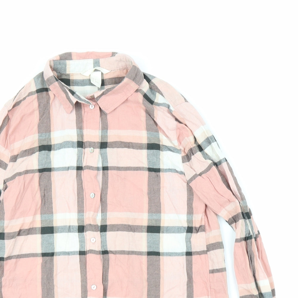 H&M Womens Pink Plaid  Basic Button-Up Size 4
