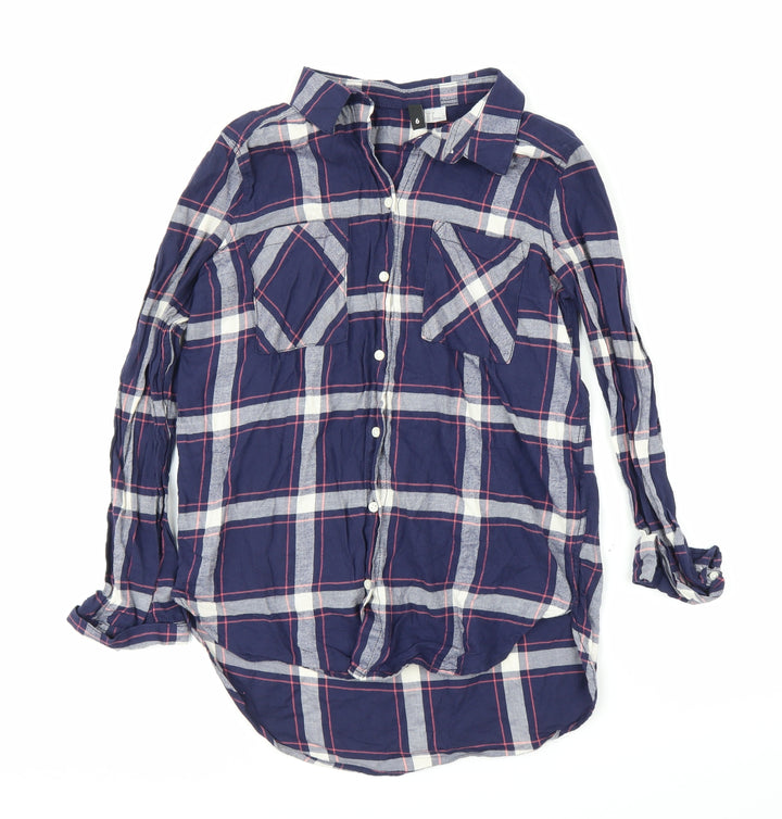 H&M Womens Blue Plaid  Basic Button-Up Size 6