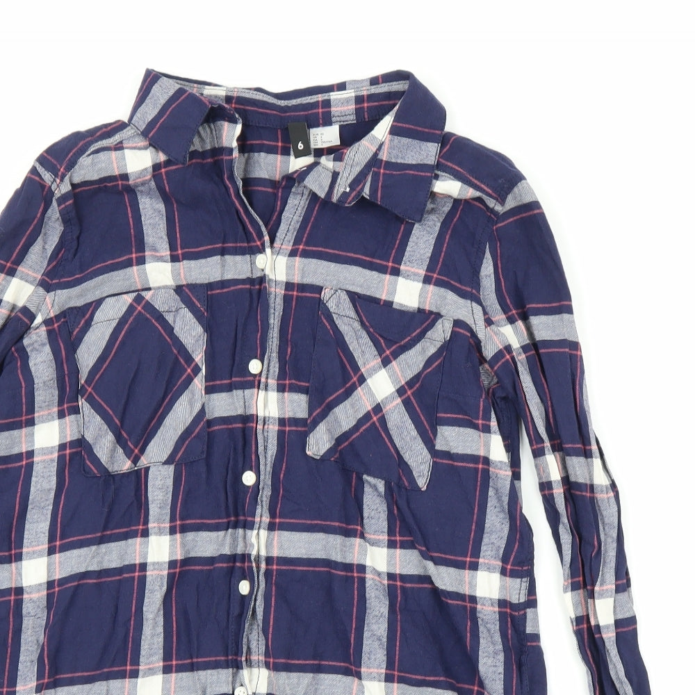 H&M Womens Blue Plaid  Basic Button-Up Size 6