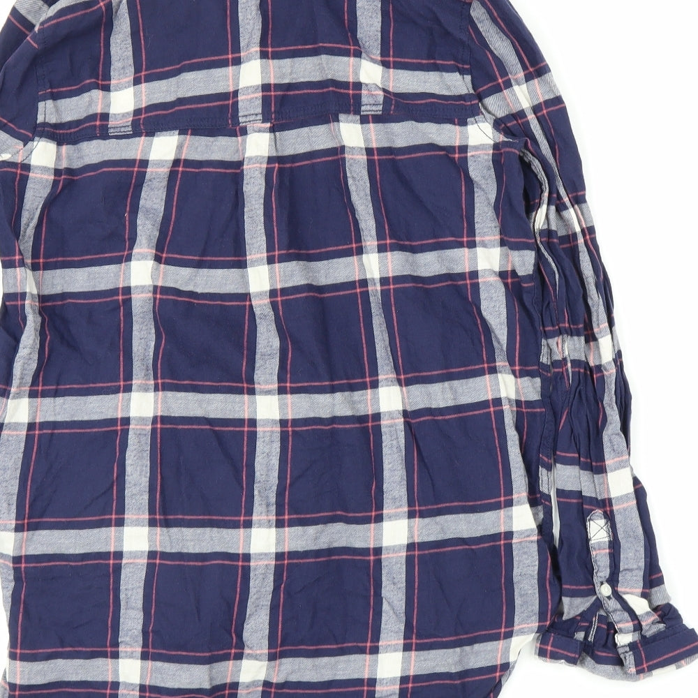 H&M Womens Blue Plaid  Basic Button-Up Size 6