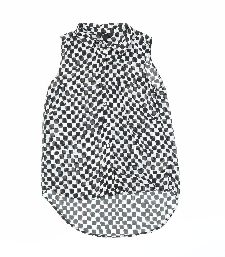 H&M Womens Black Check  Basic Button-Up Size 6