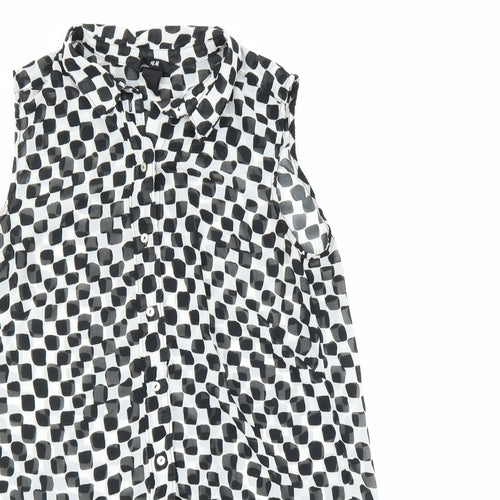 H&M Womens Black Check  Basic Button-Up Size 6