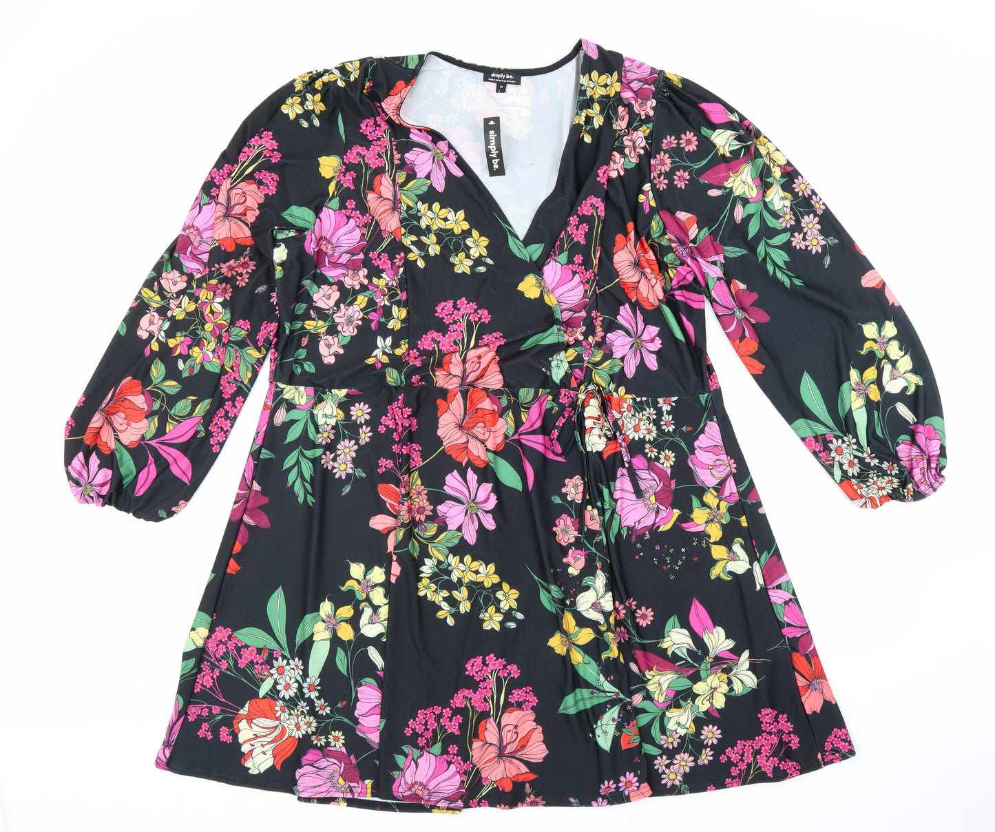 Simply Be Womens Black Floral  A-Line  Size 26