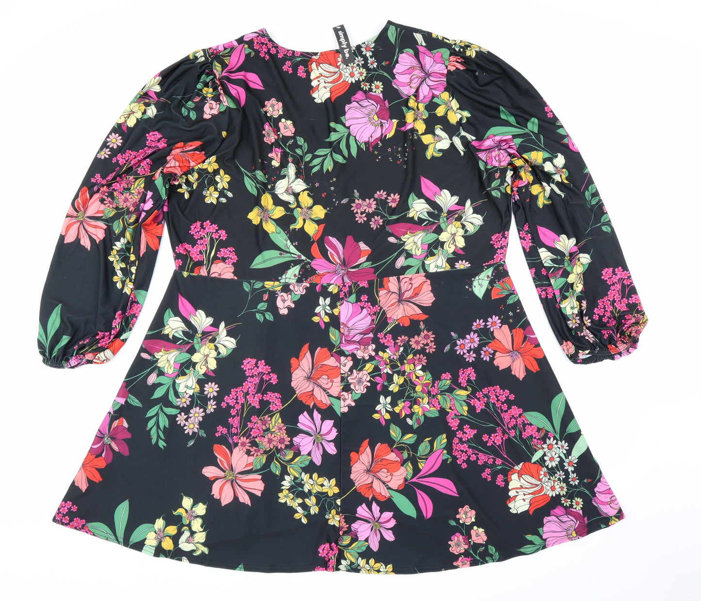 Simply Be Womens Black Floral  A-Line  Size 26