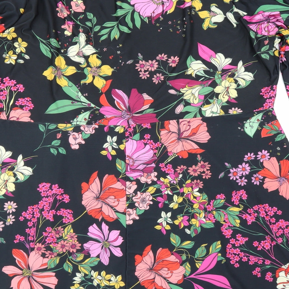 Simply Be Womens Black Floral  A-Line  Size 26