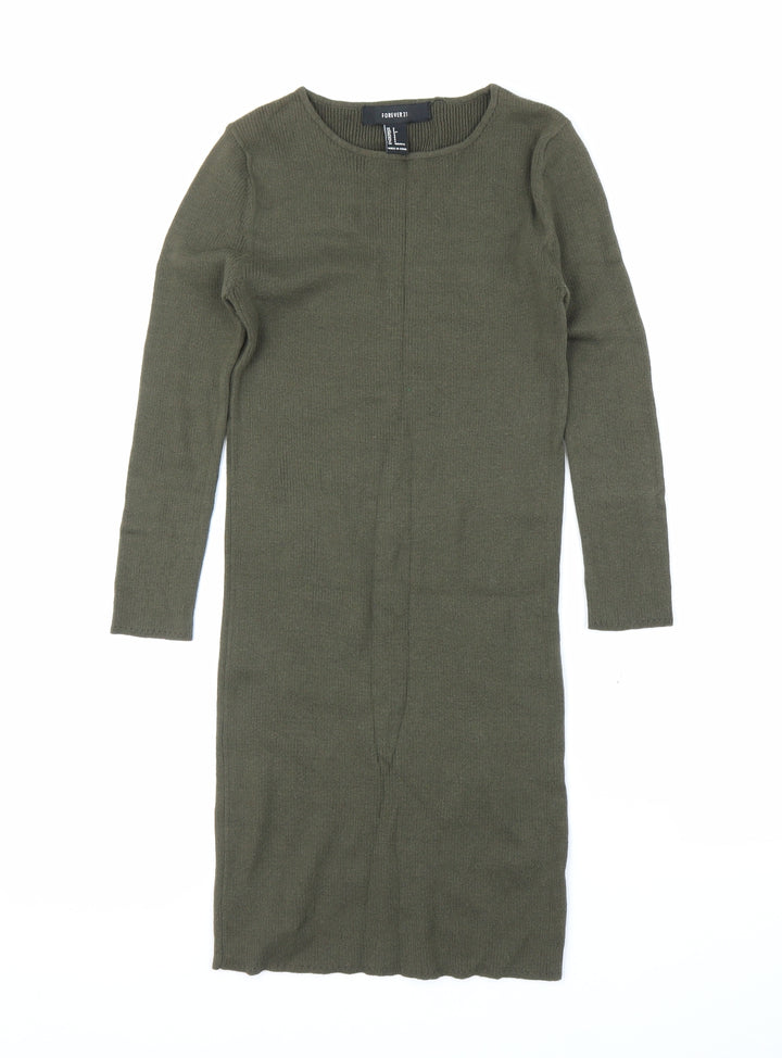 FOREVER 21 Womens Green Jumper Dress Size S