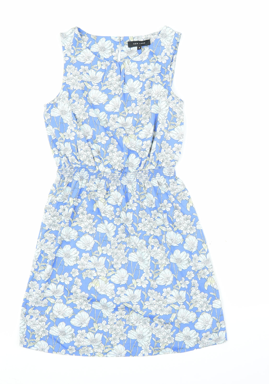 New Look Womens Blue Floral  A-Line  Size 8