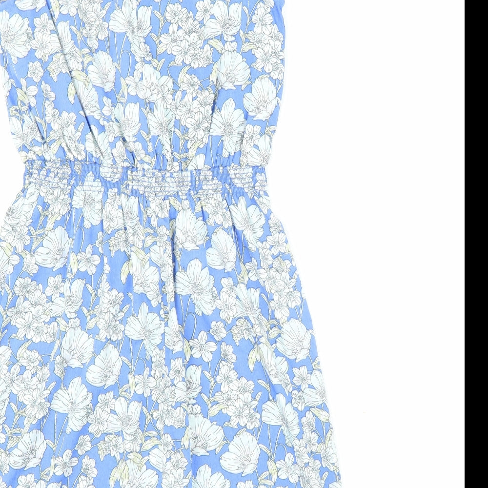 New Look Womens Blue Floral  A-Line  Size 8