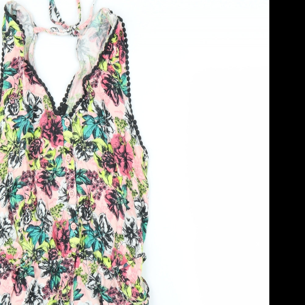 M&S Womens Pink Floral  Romper One-Piece Size 14
