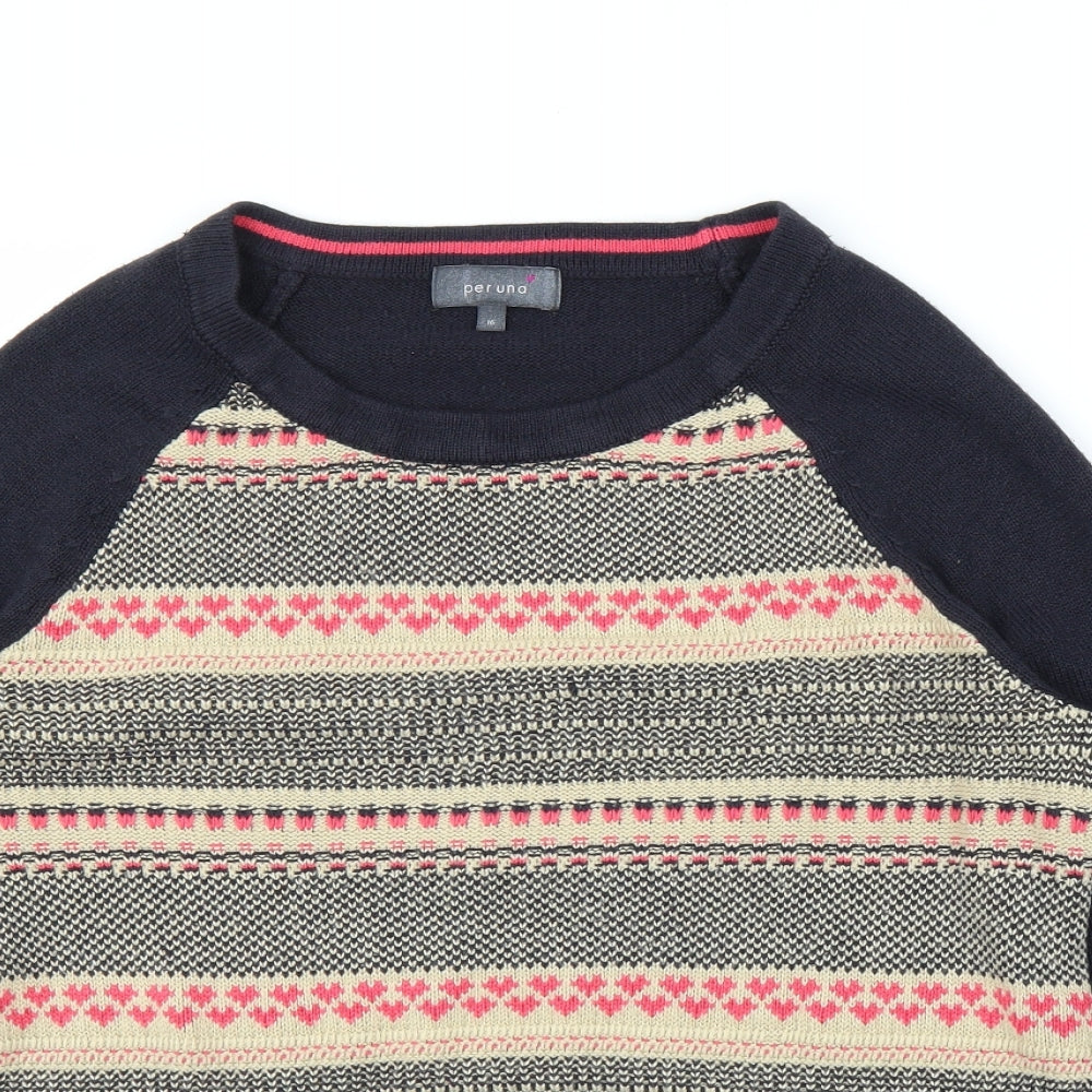 M&S Womens Blue Fair Isle  Pullover Jumper Size 16