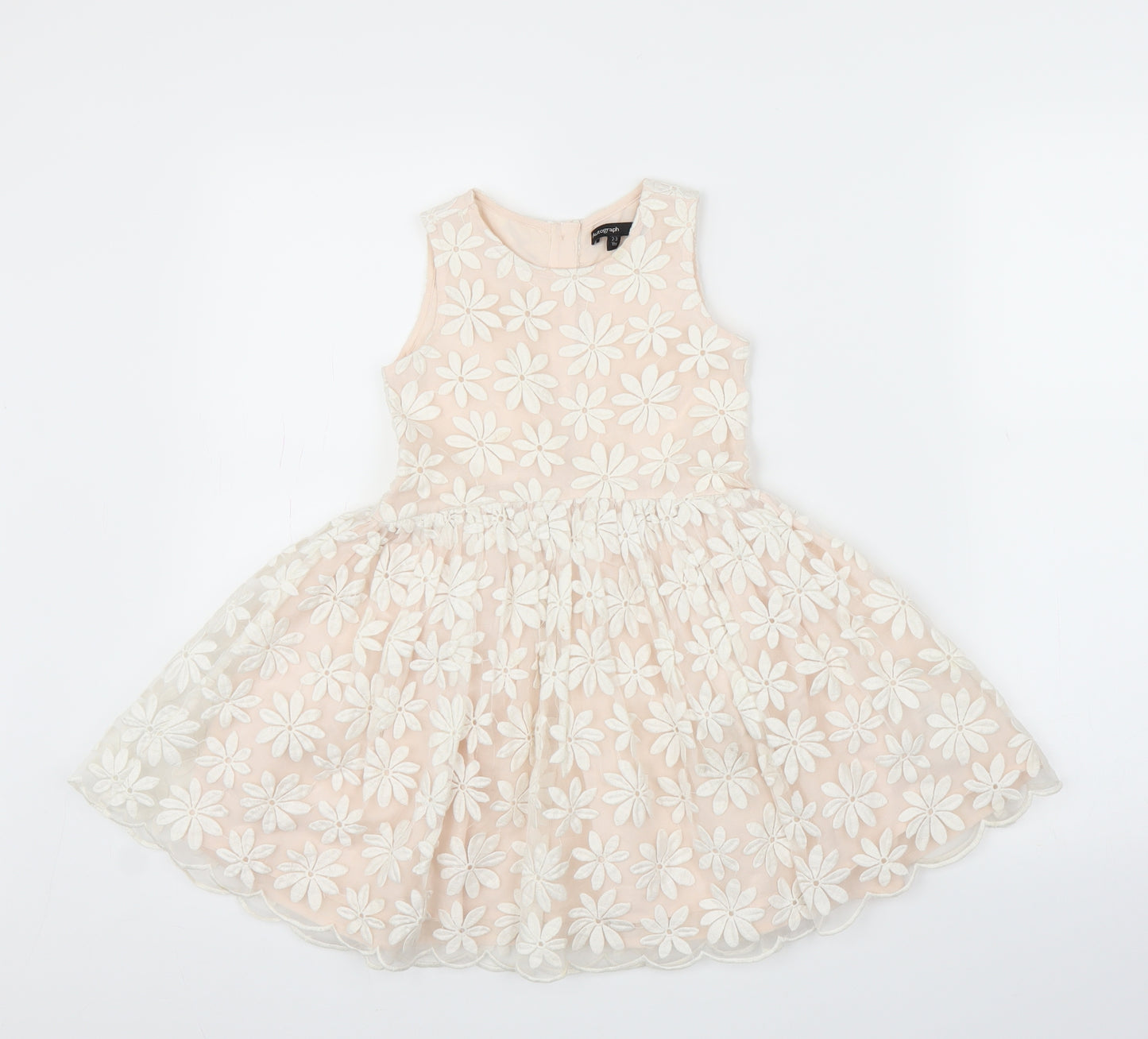 M&S Girls Beige Floral  A-Line  Size 2-3 Years
