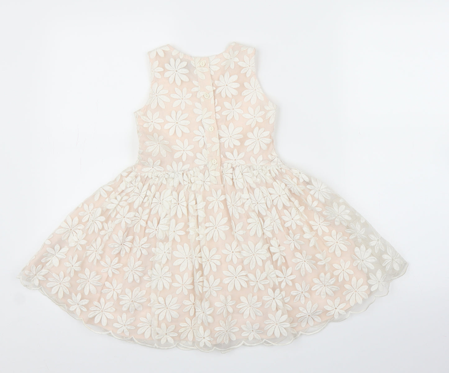 M&S Girls Beige Floral  A-Line  Size 2-3 Years