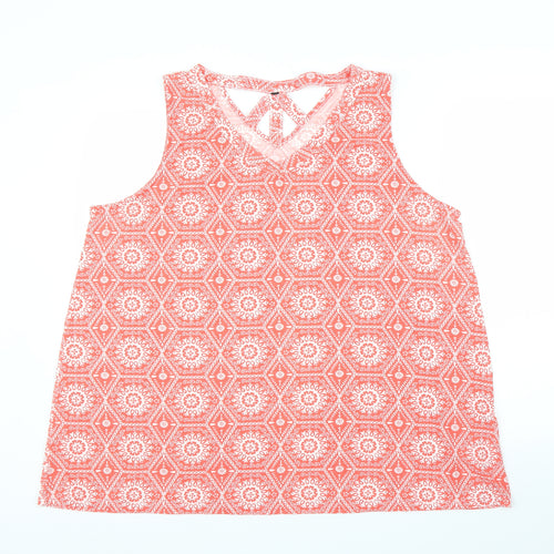 Preworn Womens Red Geometric  Basic Blouse Size XL