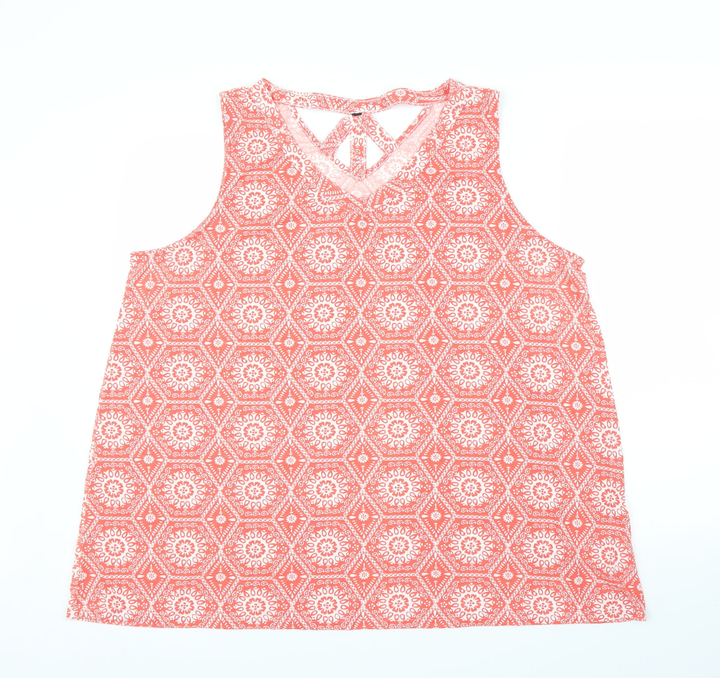 Preworn Womens Red Geometric  Basic Blouse Size XL