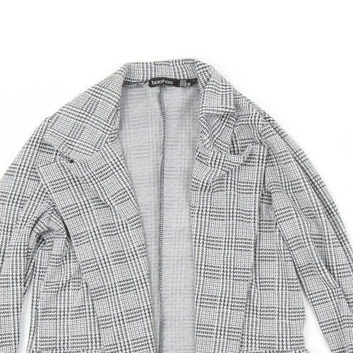 Boohoo Womens Grey Houndstooth  Cardigan Jumper Size 8