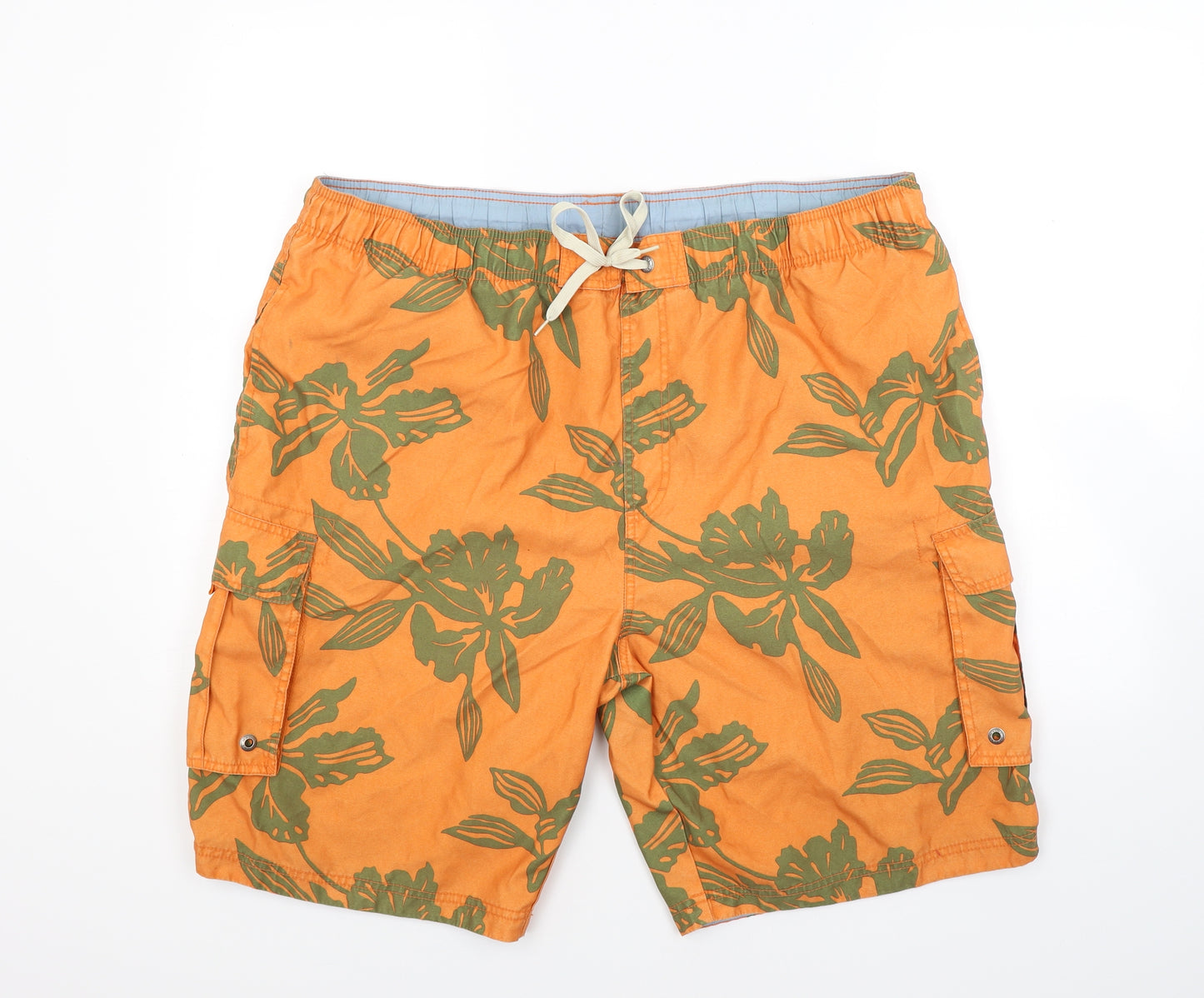 Maine Mens Orange Floral  Bermuda Shorts Size XL