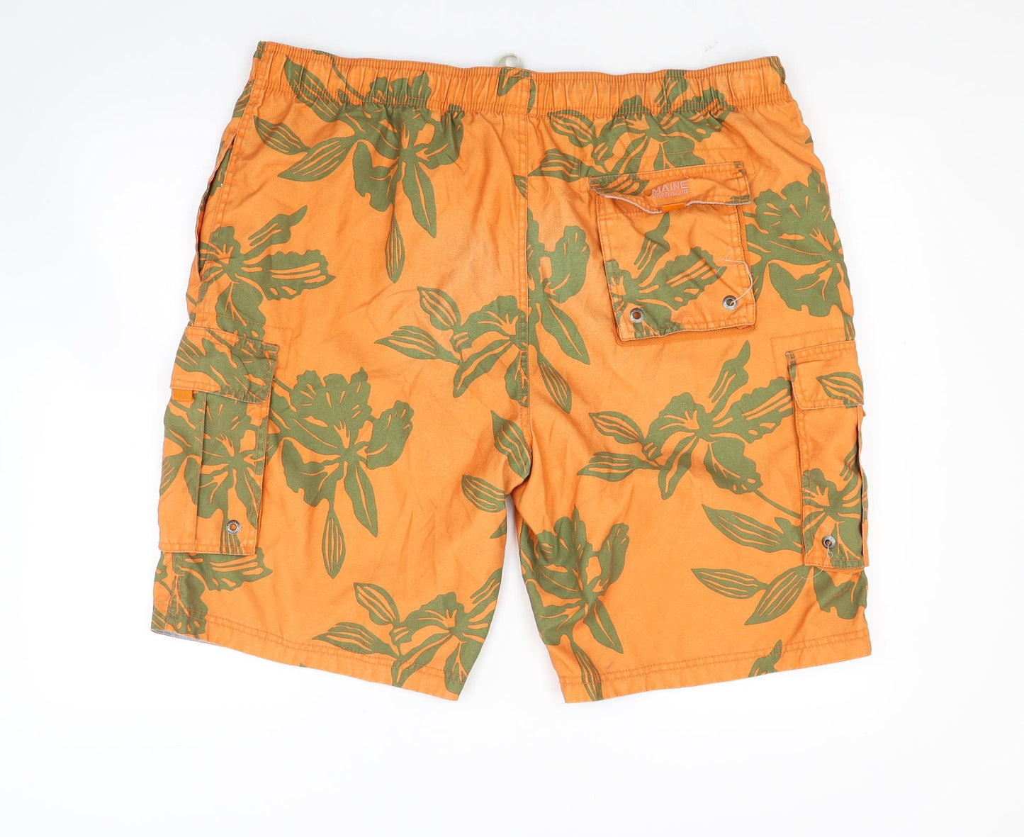Maine Mens Orange Floral  Bermuda Shorts Size XL