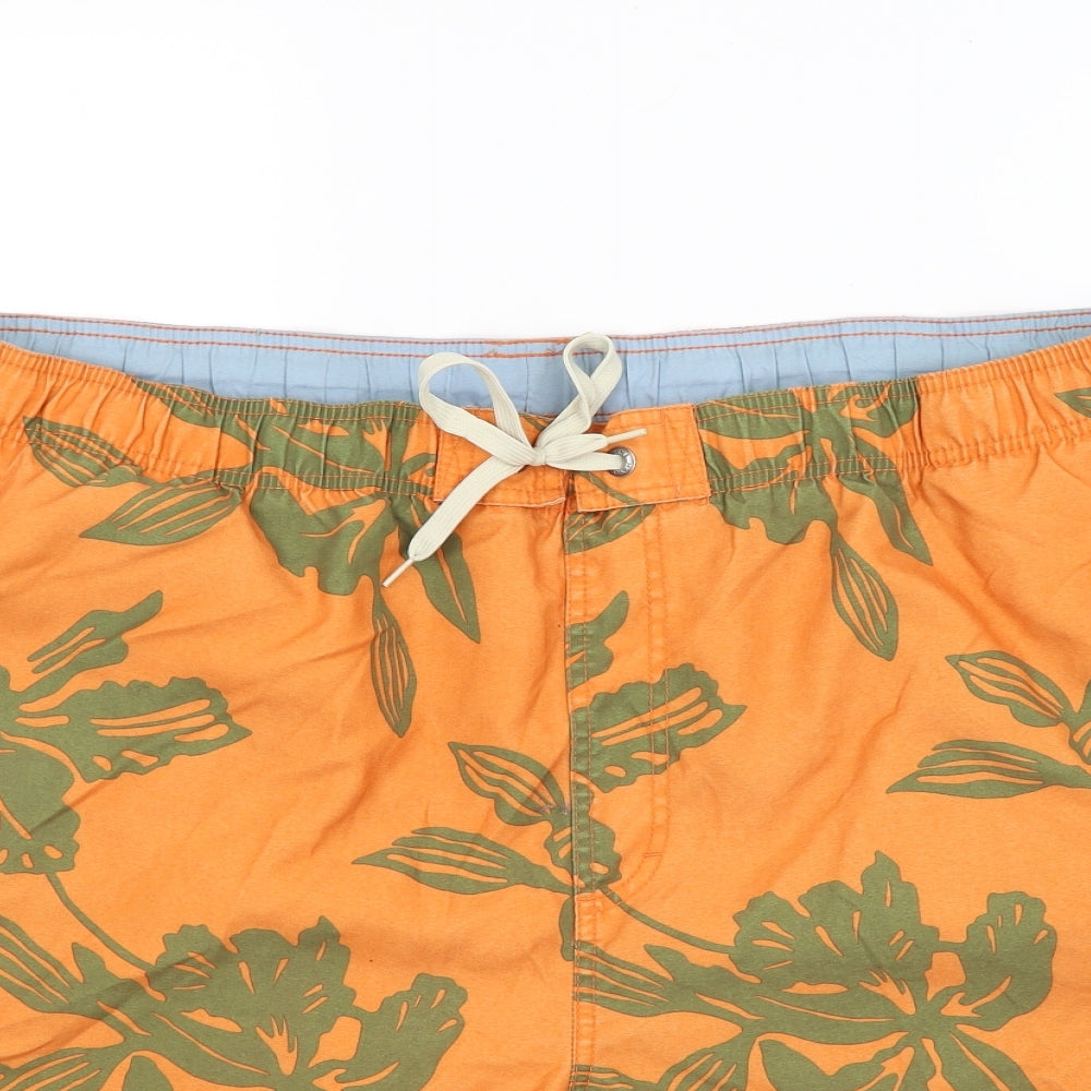 Maine Mens Orange Floral  Bermuda Shorts Size XL