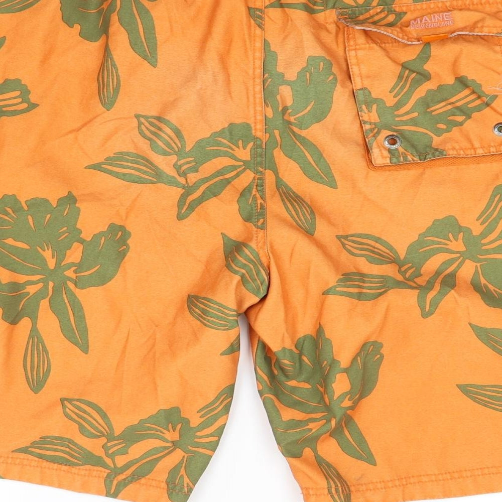 Maine Mens Orange Floral  Bermuda Shorts Size XL