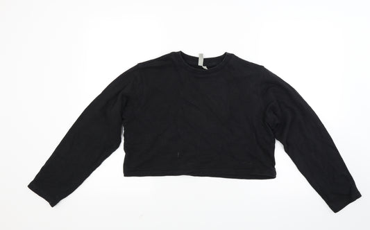 Front view of ASOS women’s black jersey pullover sweatshirt, size UK 12, - croped