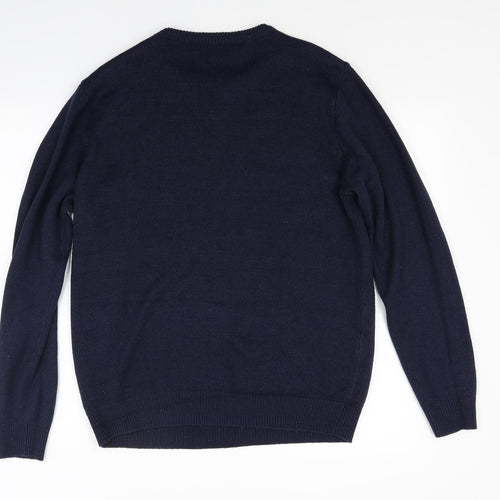 F&F Mens Blue  Knit Pullover Jumper Size M  - Christmas jumper