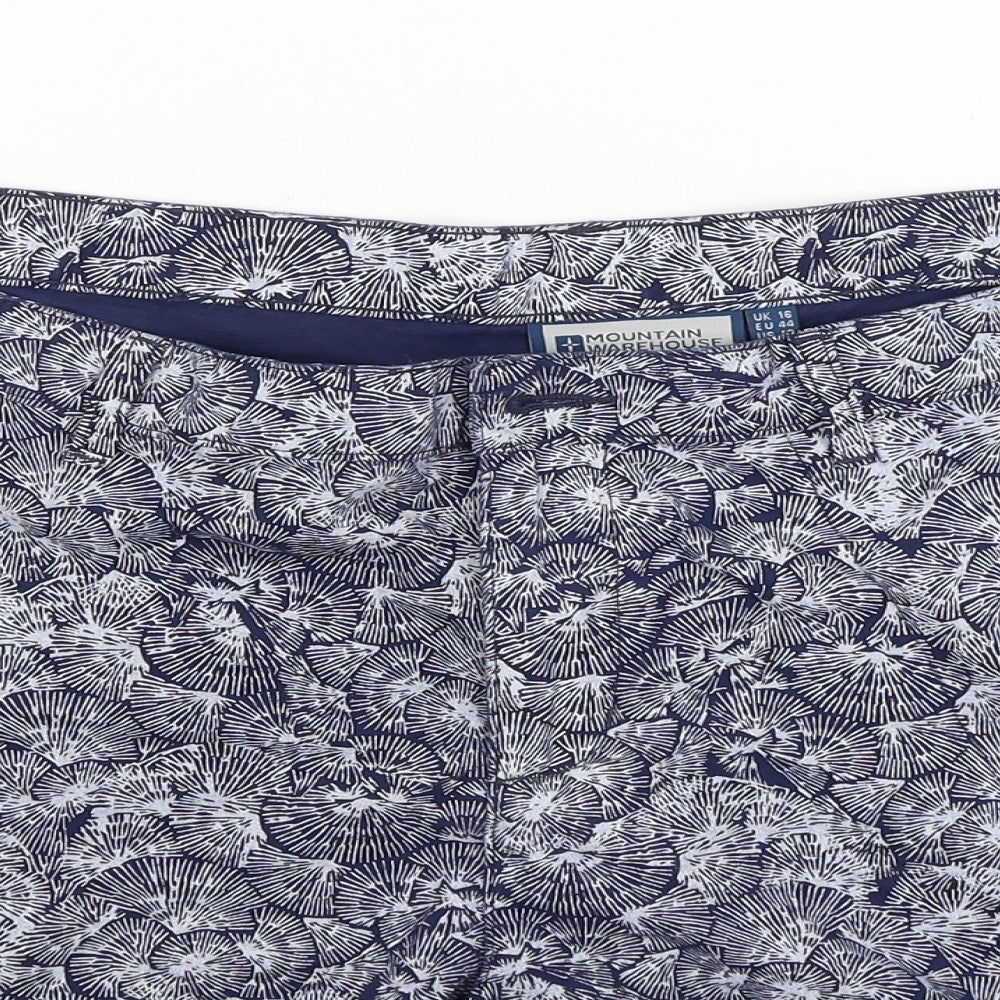 Mountain Warehouse Womens Blue Floral  Chino Shorts Size 16