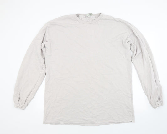 Front view of ASOS women’s beige pullover sweatshirt, size UK 12