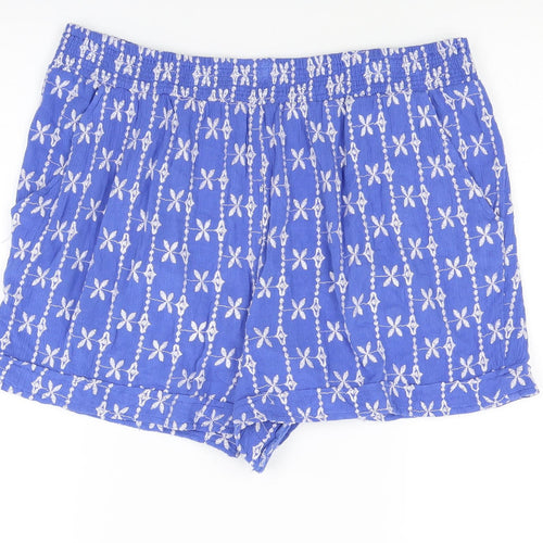 Falmer Womens Blue Floral  Cut-Off Shorts Size 12