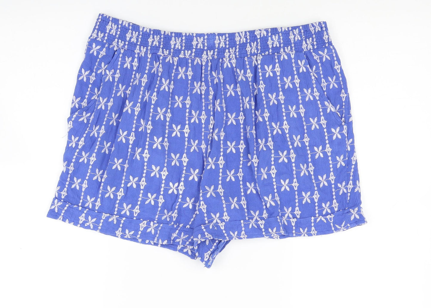 Falmer Womens Blue Floral  Cut-Off Shorts Size 12
