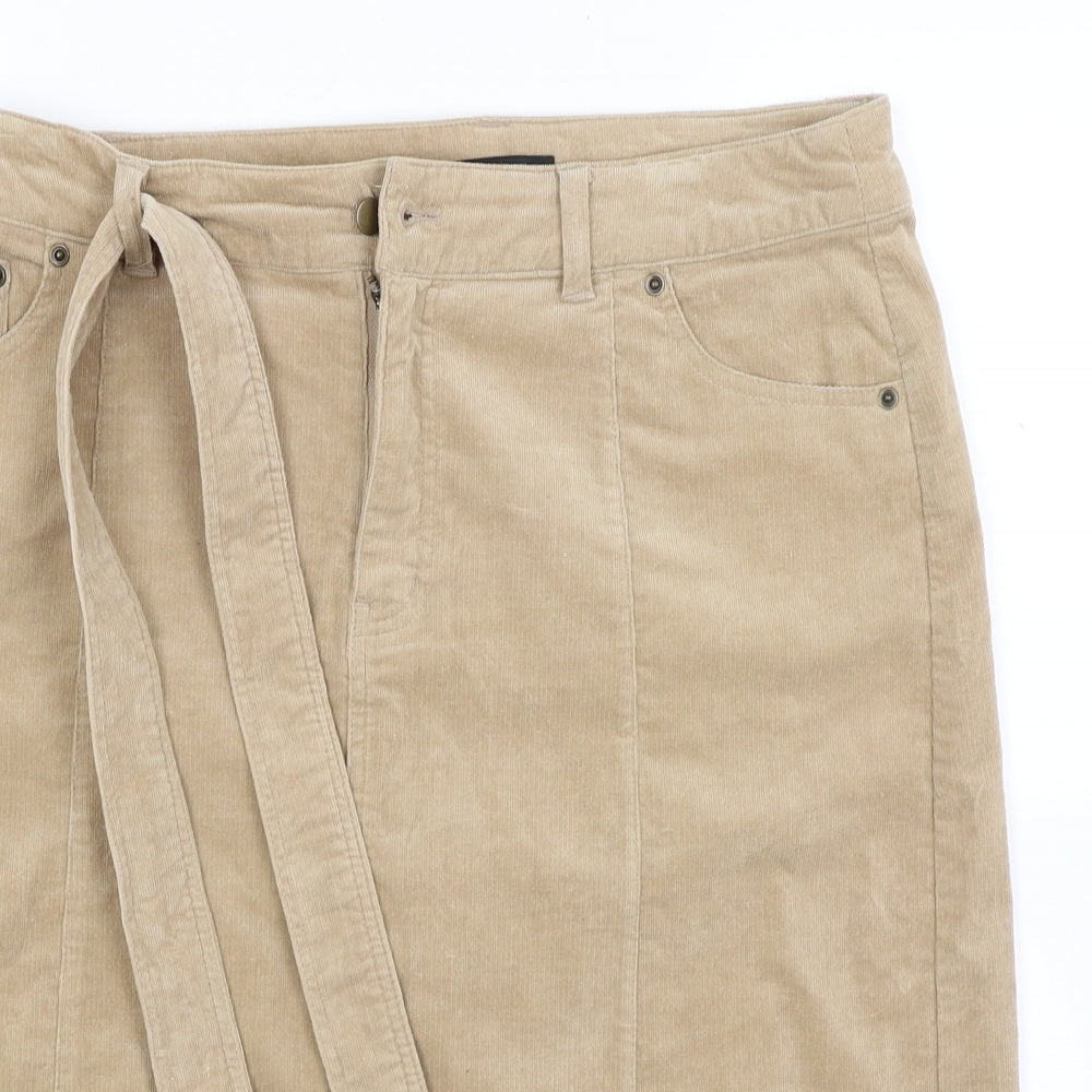 Dunes Womens Beige  Corduroy Bandage Skirt Size 14  - Belted