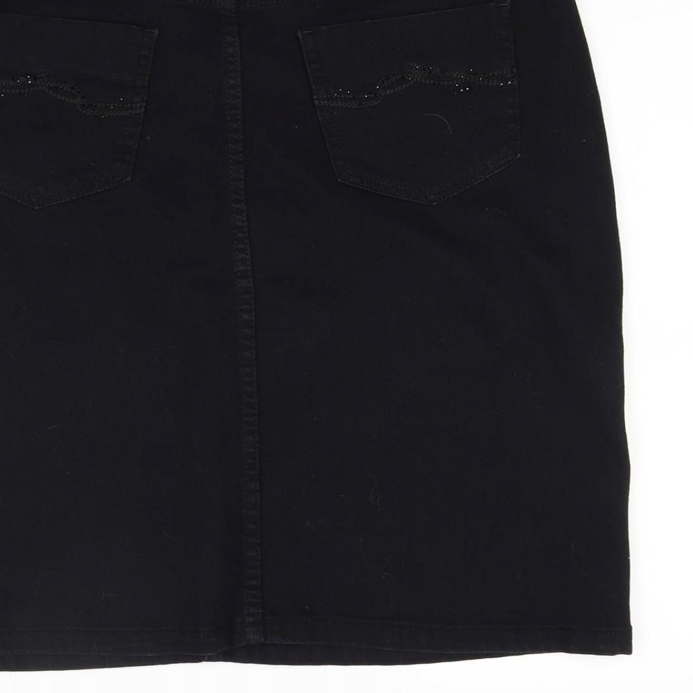 Marks and Spencer Womens Black  Denim A-Line Skirt Size 14