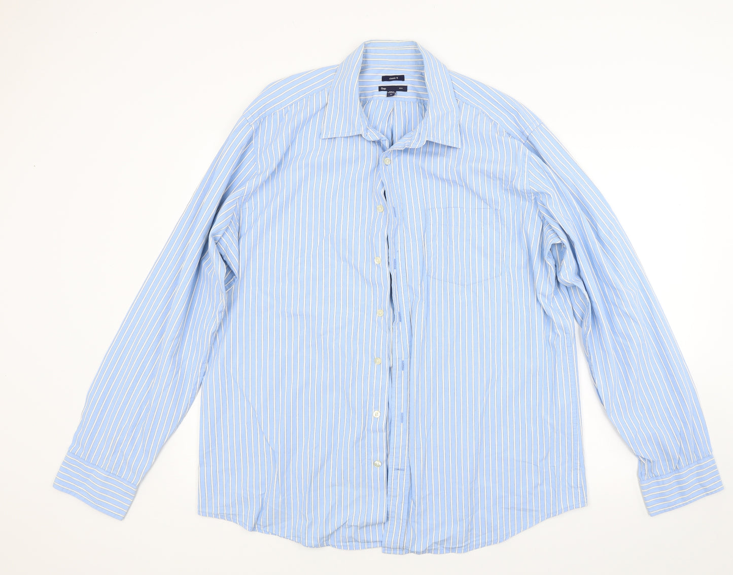 Gap Mens Blue Striped   Button-Up Size XL
