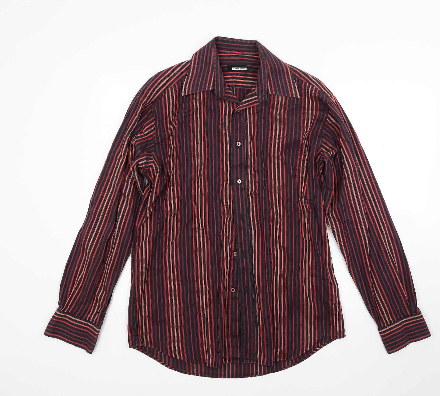 Pierre Cardin Mens Red Striped   Dress Shirt Size 17.5