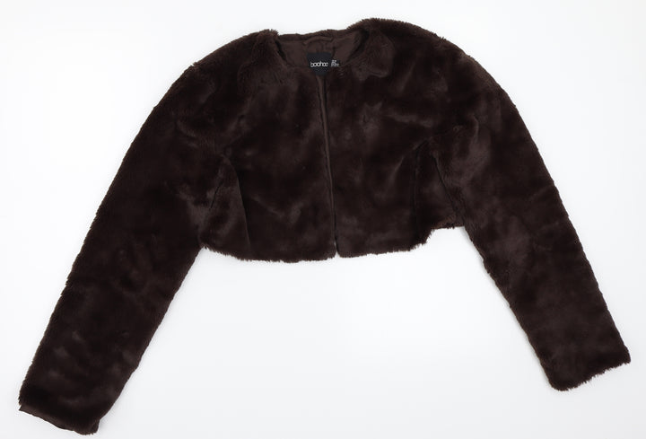 Boohoo Womens Brown Jacket Coat Size 10