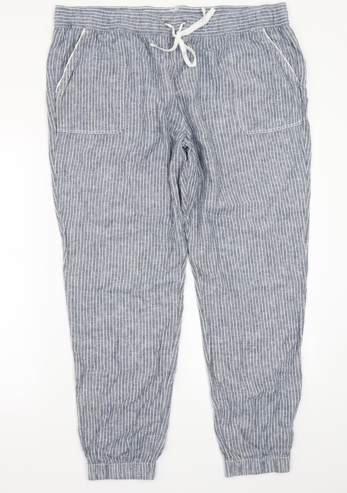 TU Womens Blue Striped  Sweatpants Trousers Size 18 L27 in
