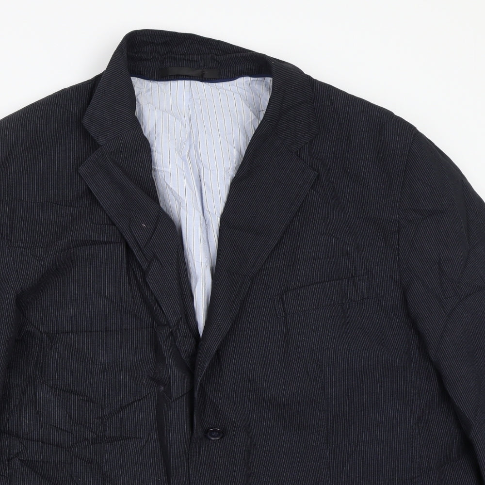 Marks and Spencer Mens Blue Striped  Jacket Suit Jacket Size XL