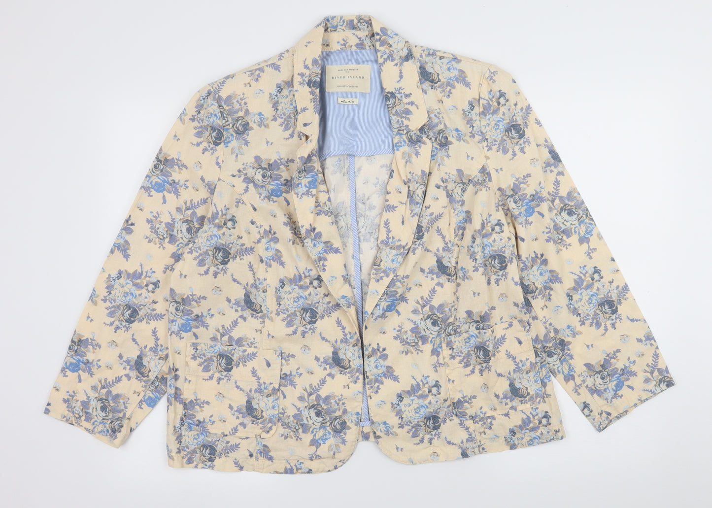 River Island Womens Ivory Floral  Jacket Blazer Size 18
