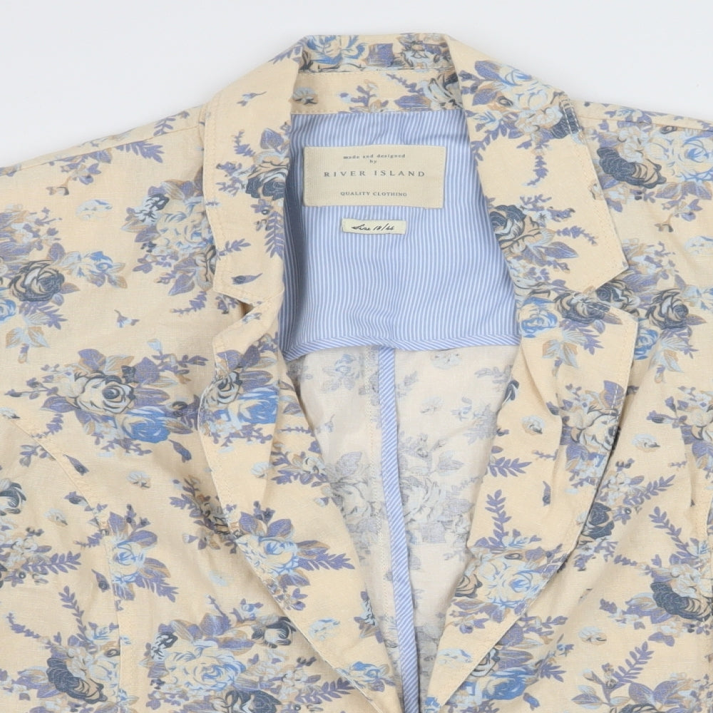 River Island Womens Ivory Floral  Jacket Blazer Size 18