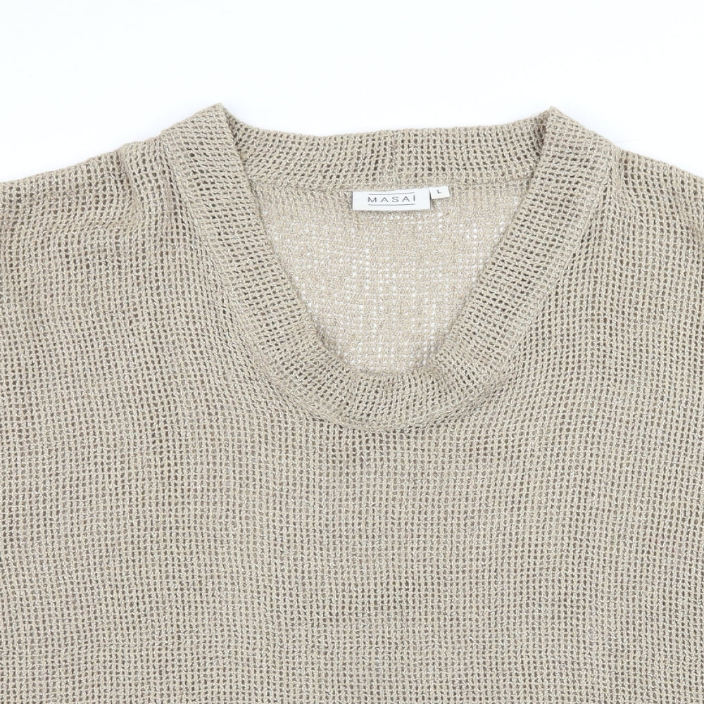 Masai Womens Beige  Knit Pullover Jumper Size L