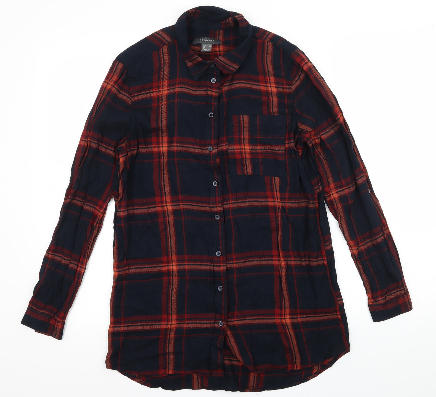 Primark Womens Blue Plaid  Basic Button-Up Size 10