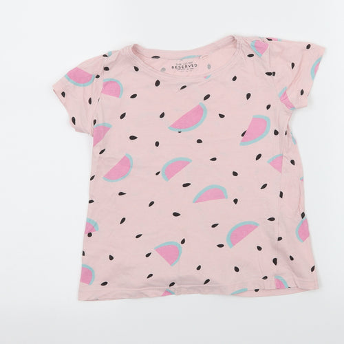 RESERVED Girls Pink Geometric Jersey Basic T-Shirt Size 5 Years  - Watermelon