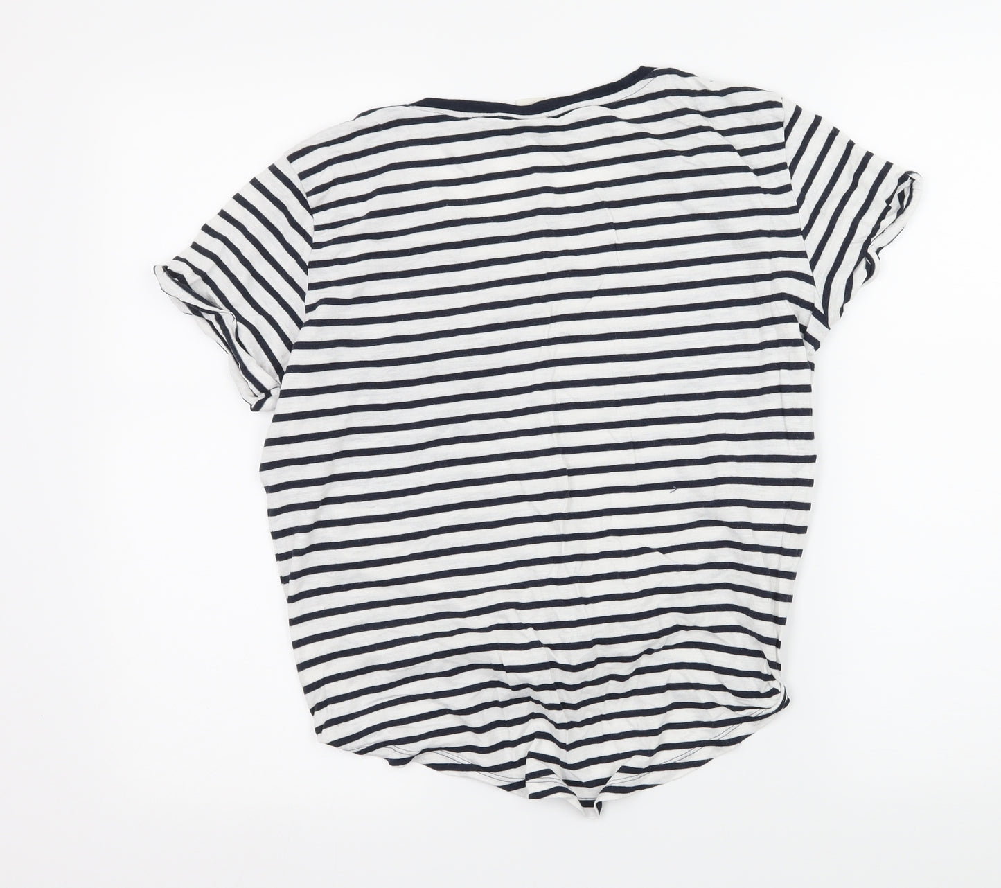 H&M Womens Blue Striped Jersey Basic T-Shirt Size S  - Knot Detail
