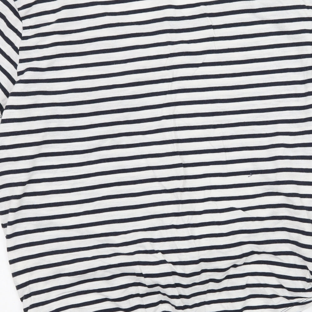 H&M Womens Blue Striped Jersey Basic T-Shirt Size S  - Knot Detail