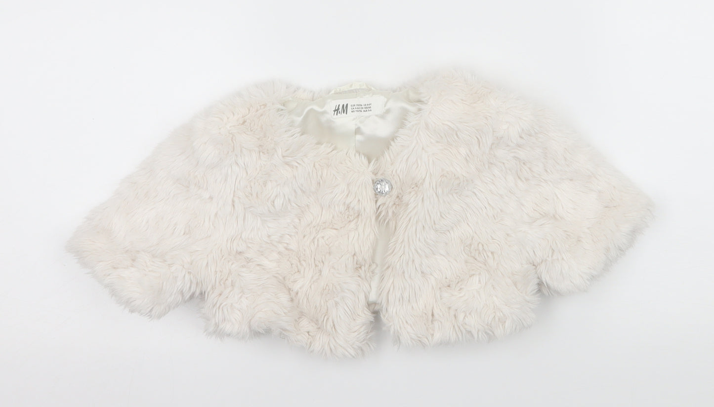 H&M Girls White   Jacket  Size 5-6 Years  - Faux Fur