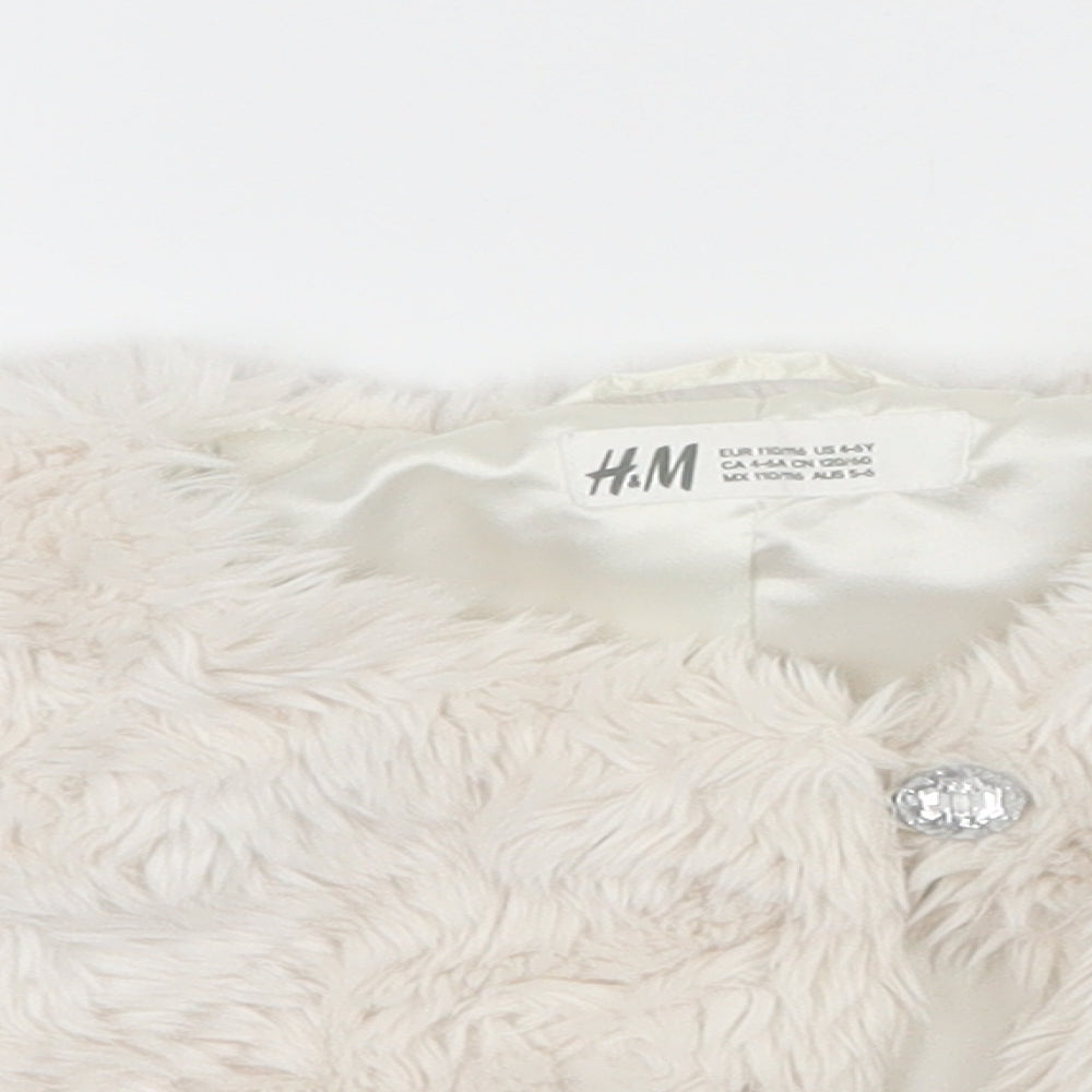 H&M Girls White   Jacket  Size 5-6 Years  - Faux Fur