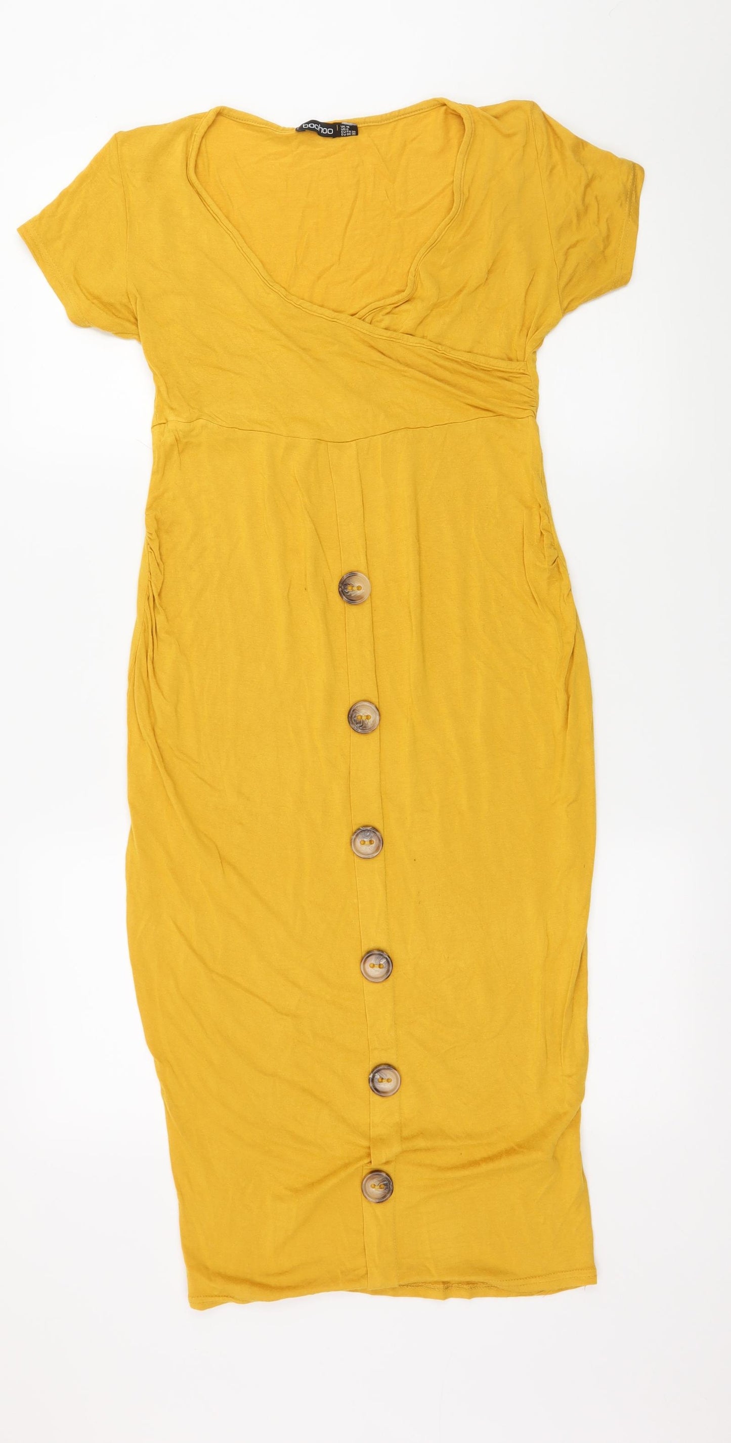 Boohoo Womens Yellow  Jersey A-Line  Size 10