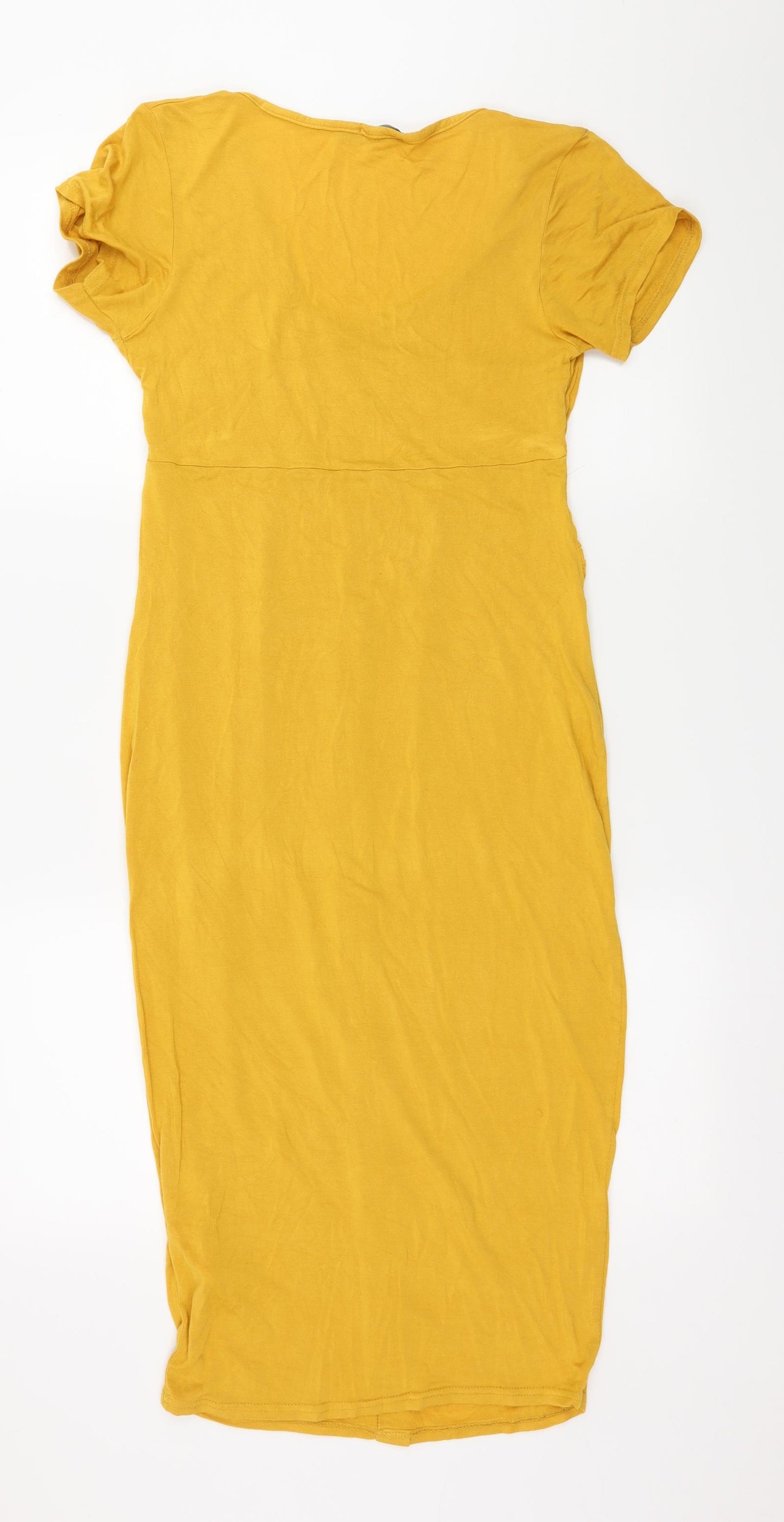 Boohoo Womens Yellow  Jersey A-Line  Size 10