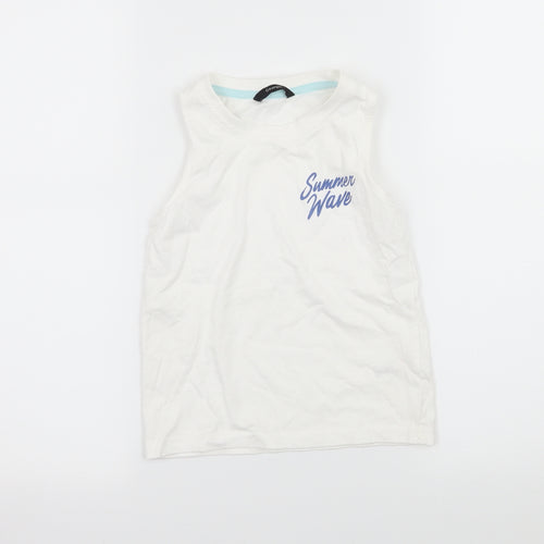 George Boys White  Jersey Basic Tank Size 4-5 Years  - Summer Wave
