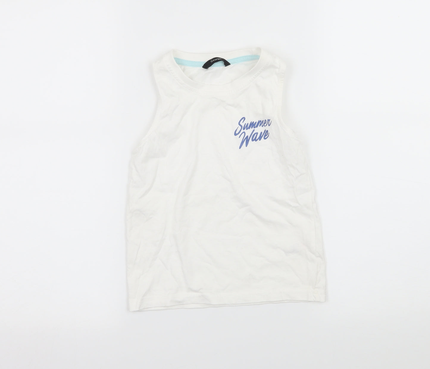 George Boys White  Jersey Basic Tank Size 4-5 Years  - Summer Wave